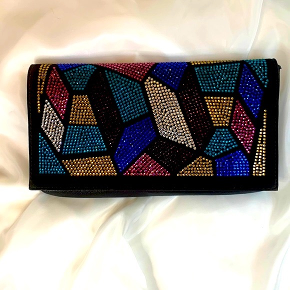 Natasha Evening Clutch Shoulder Bag  with Crystals NWOT - Picture 2 of 10